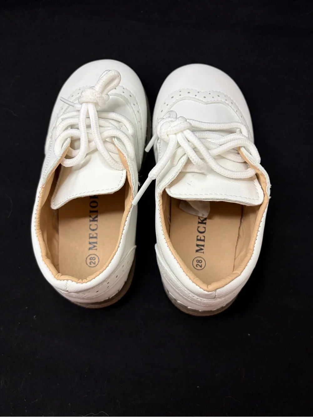 Meckior Boy's Pristine White Toddler Dress Shoes Size 28 or U.S. 11 Like New